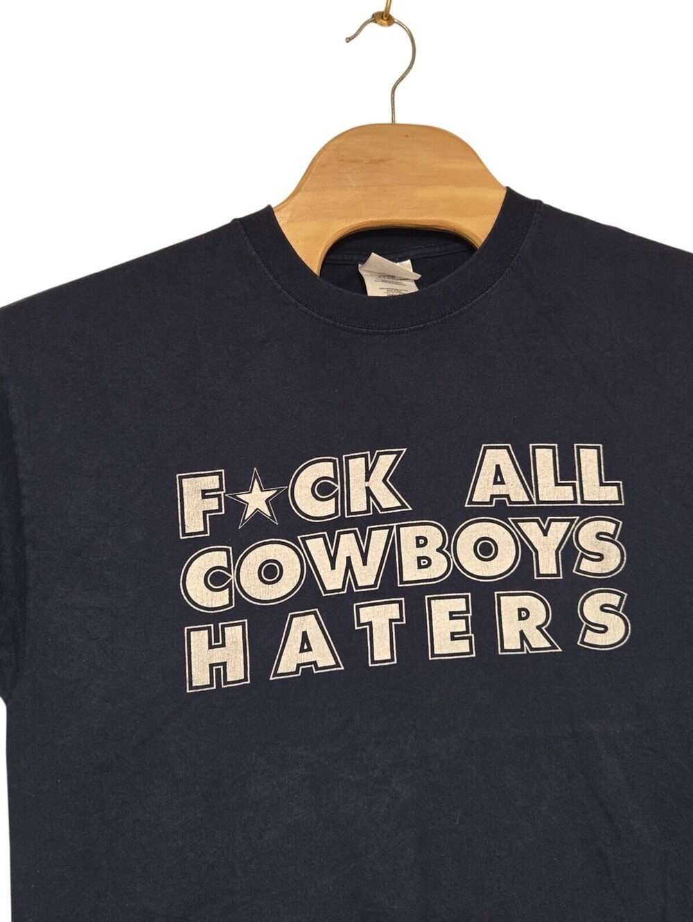 Dallas Cowboy Tshirt F*ck All Cowboys Haters Men's Large Blue Y2K Big Star back